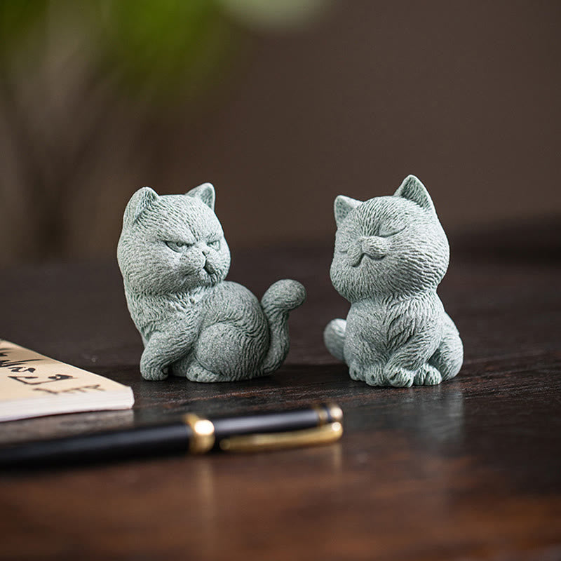 Buddha Stones pequeño gato hogar té mascota estatuilla decoración de escritorio - image 14