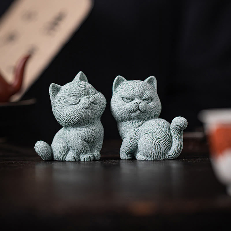 Buddha Stones pequeño gato hogar té mascota estatuilla decoración de escritorio - image 17