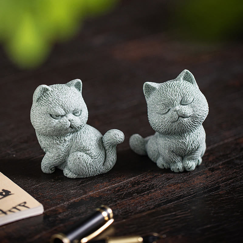 Buddha Stones pequeño gato hogar té mascota estatuilla decoración de escritorio - image 15