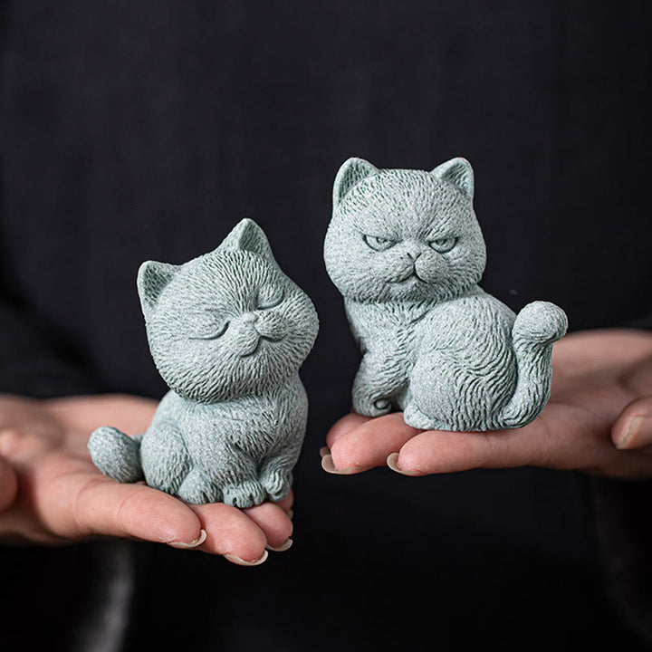 Buddha Stones pequeño gato hogar té mascota estatuilla decoración de escritorio - image 11