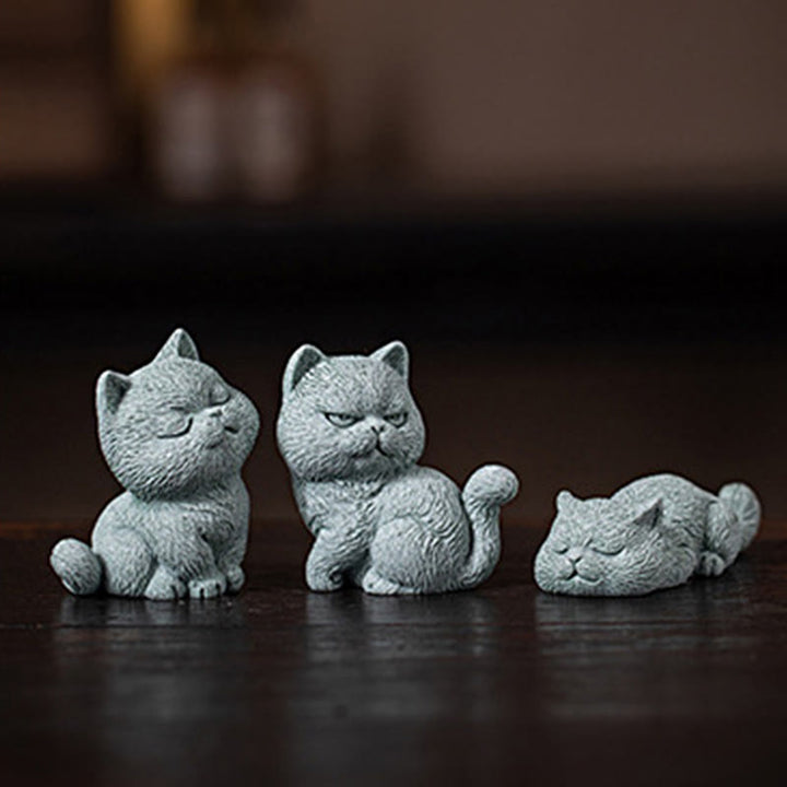 Buddha Stones pequeño gato hogar té mascota estatuilla decoración de escritorio - image 1