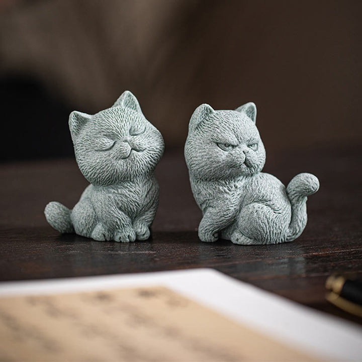 Buddha Stones pequeño gato hogar té mascota estatuilla decoración de escritorio - image 16