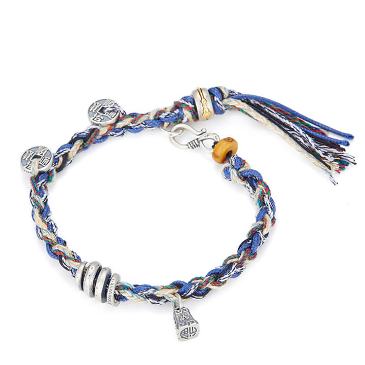 Pulsera de bendición hecha a mano con dije de escamas de monedas de plata de ley 925 con Buddha Stones