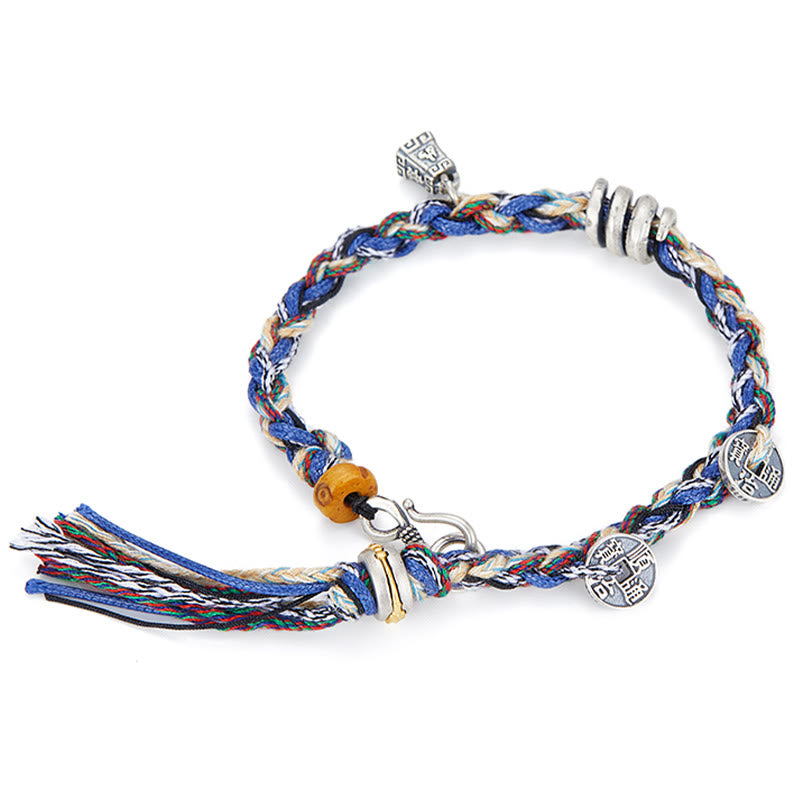 Pulsera de bendición hecha a mano con dije de escamas de monedas de plata de ley 925 con Buddha Stones