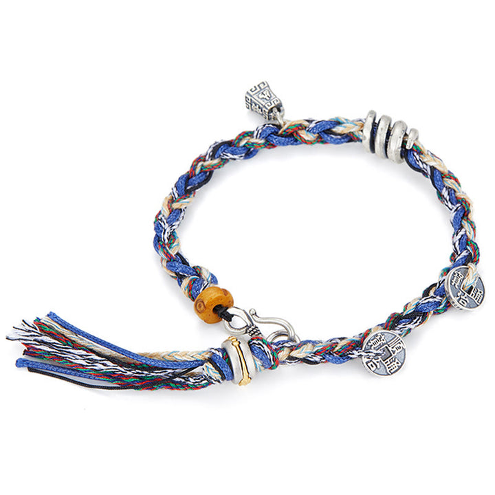 Pulsera de bendición hecha a mano con dije de escamas de monedas de plata de ley 925 con Buddha Stones