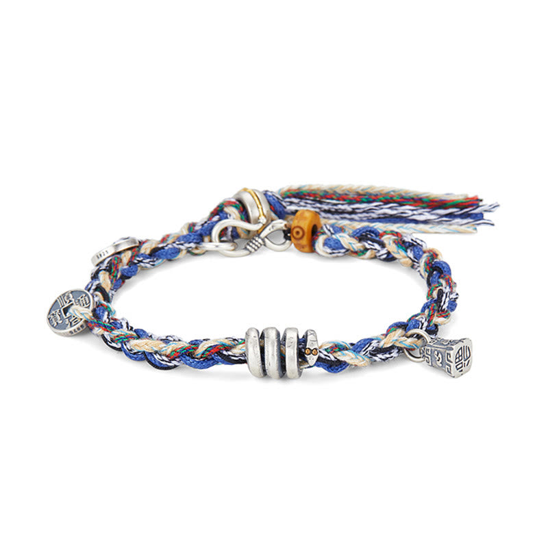Pulsera de bendición hecha a mano con dije de escamas de monedas de plata de ley 925 con Buddha Stones