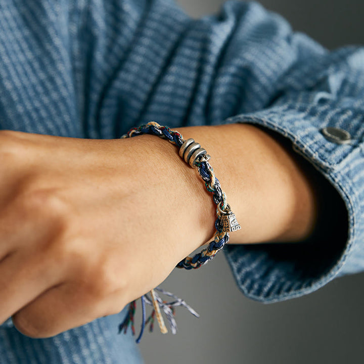 Pulsera de bendición hecha a mano con dije de escamas de monedas de plata de ley 925 con Buddha Stones
