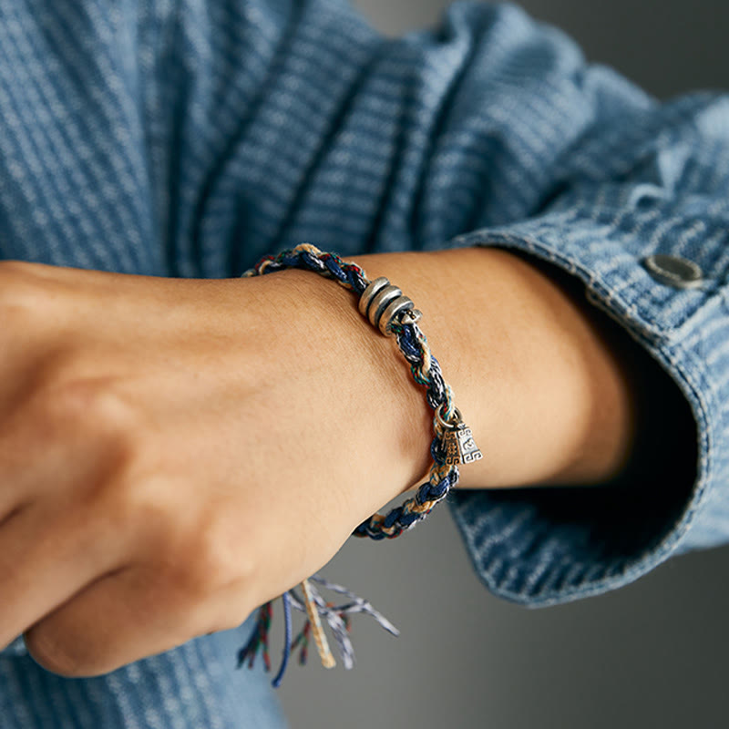 Pulsera de bendición hecha a mano con dije de escamas de monedas de plata de ley 925 con Buddha Stones