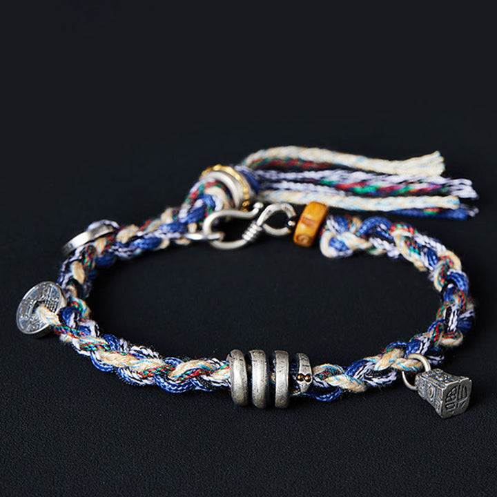 Pulsera de bendición hecha a mano con dije de escamas de monedas de plata de ley 925 con Buddha Stones