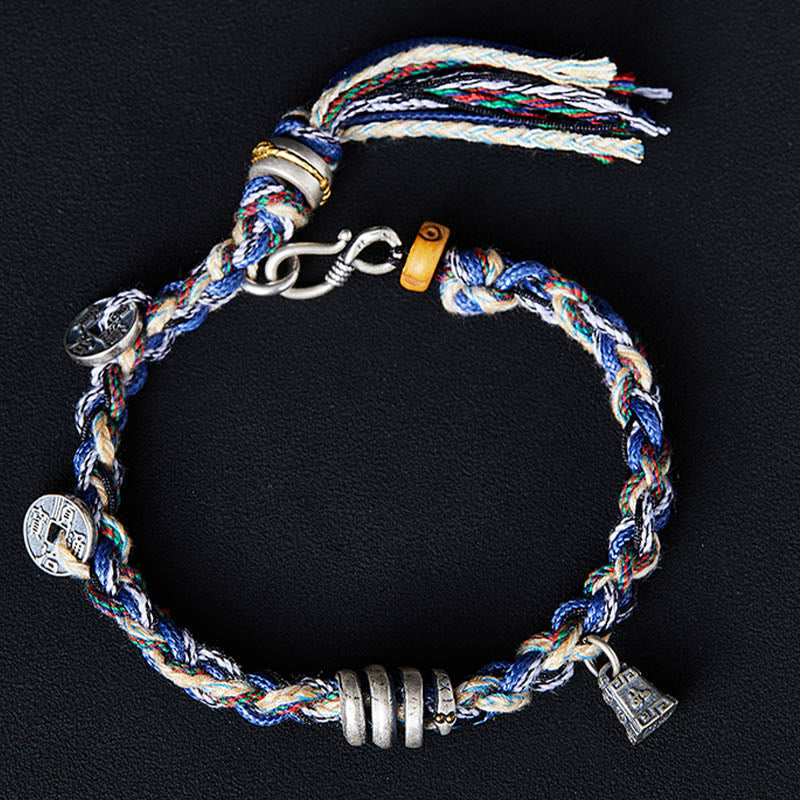 Pulsera de bendición hecha a mano con dije de escamas de monedas de plata de ley 925 con Buddha Stones