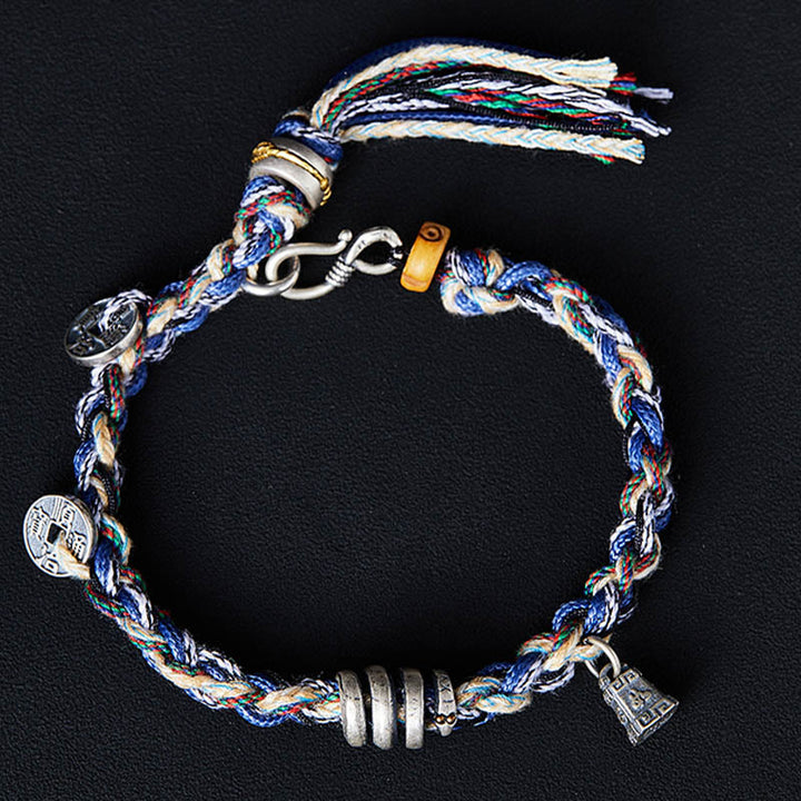 Pulsera de bendición hecha a mano con dije de escamas de monedas de plata de ley 925 con Buddha Stones