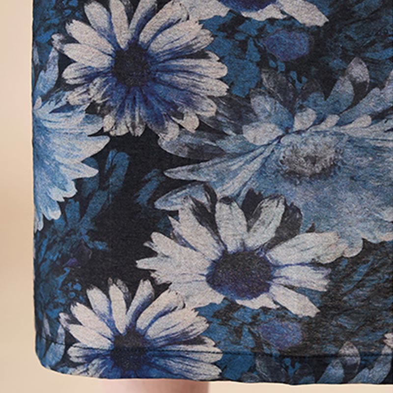 Vestido midi de manga corta con bolsillos y girasoles de verano de talla grande de Buddha Stones