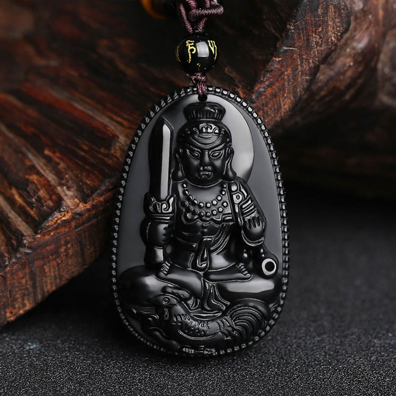 Colgante de collar de purificación de obsidiana negra natural de Buda natal del zodiaco chino de Buddha Stones