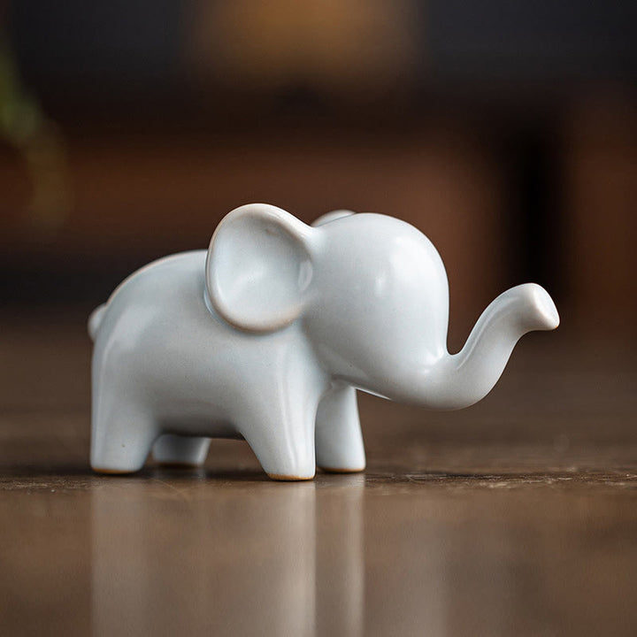 Buddha Stones pequeño elefante de cerámica hogar té mascota estatuilla decoración de escritorio