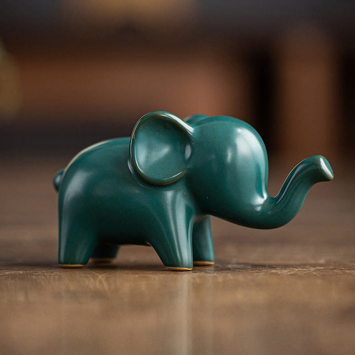 Buddha Stones pequeño elefante de cerámica hogar té mascota estatuilla decoración de escritorio