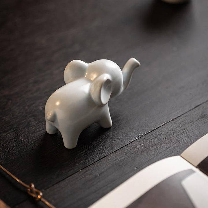 Buddha Stones pequeño elefante de cerámica hogar té mascota estatuilla decoración de escritorio
