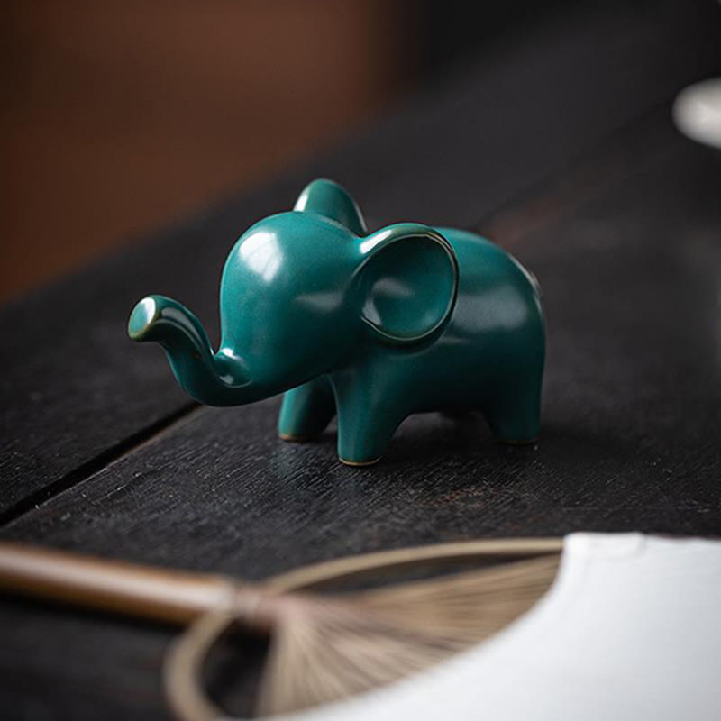 Buddha Stones pequeño elefante de cerámica hogar té mascota estatuilla decoración de escritorio