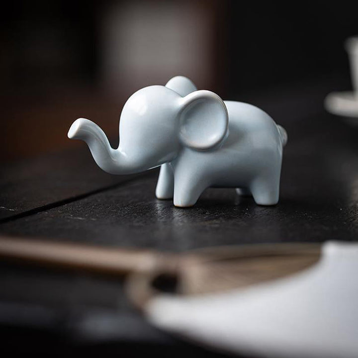 Buddha Stones pequeño elefante de cerámica hogar té mascota estatuilla decoración de escritorio