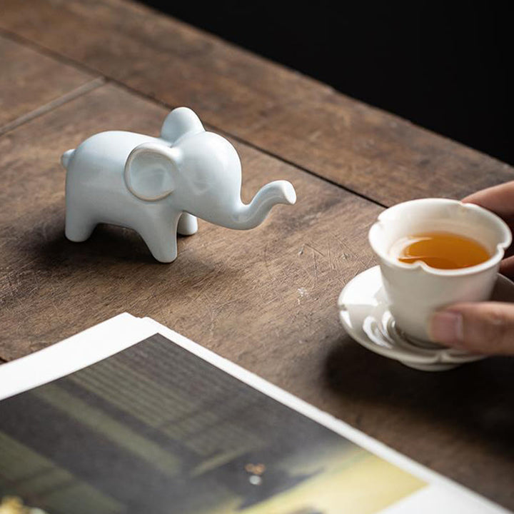 Buddha Stones pequeño elefante de cerámica hogar té mascota estatuilla decoración de escritorio