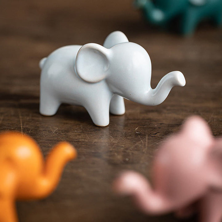 Buddha Stones pequeño elefante de cerámica hogar té mascota estatuilla decoración de escritorio