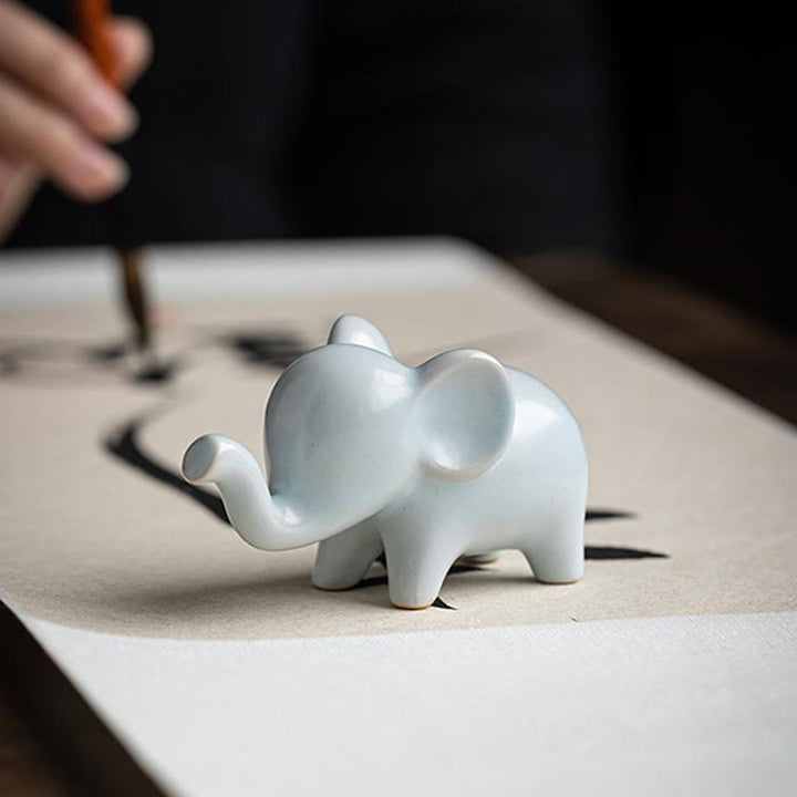 Buddha Stones pequeño elefante de cerámica hogar té mascota estatuilla decoración de escritorio