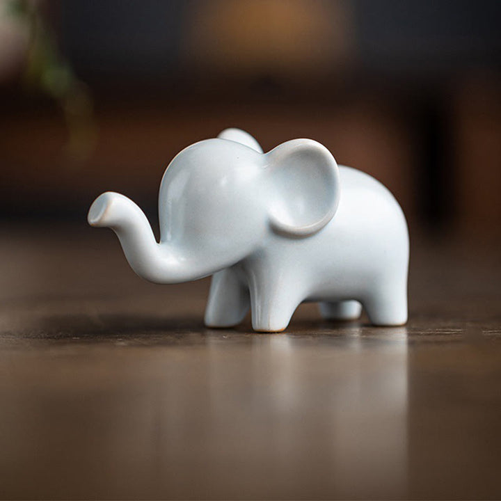 Buddha Stones pequeño elefante de cerámica hogar té mascota estatuilla decoración de escritorio