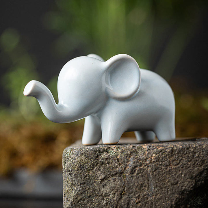 Buddha Stones pequeño elefante de cerámica hogar té mascota estatuilla decoración de escritorio
