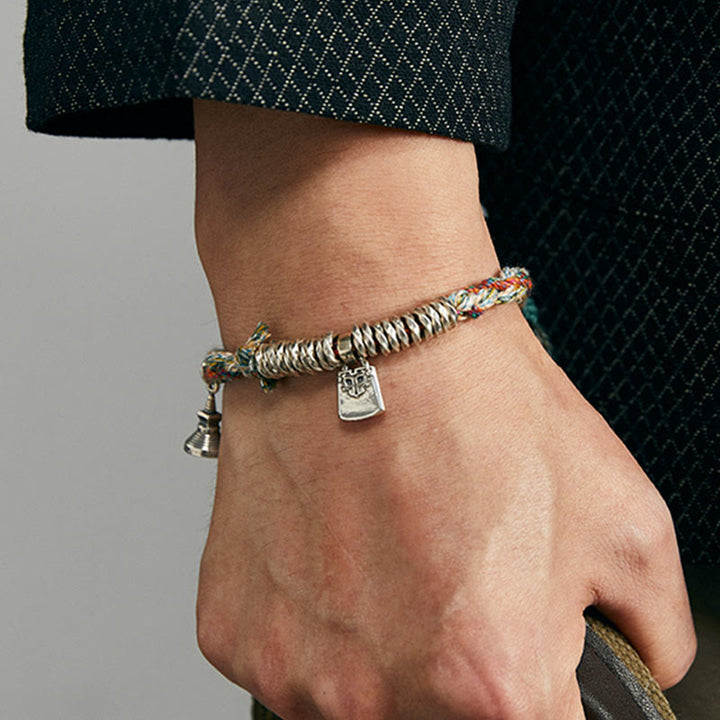Pulsera de múltiples hebras de protección hecha a mano de plata de ley 925 con Buddha Stones
