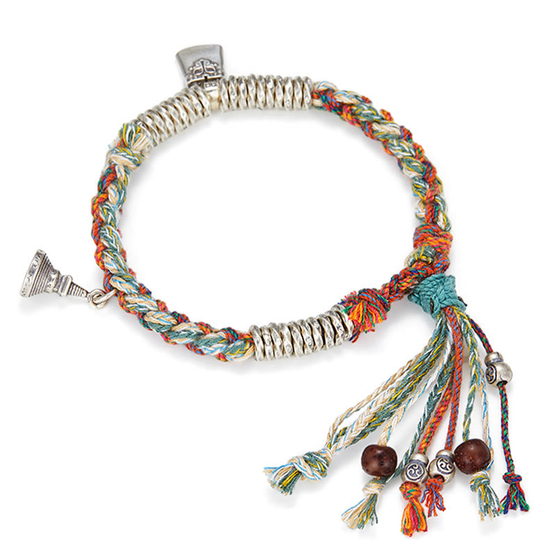 Pulsera de múltiples hebras de protección hecha a mano de plata de ley 925 con Buddha Stones