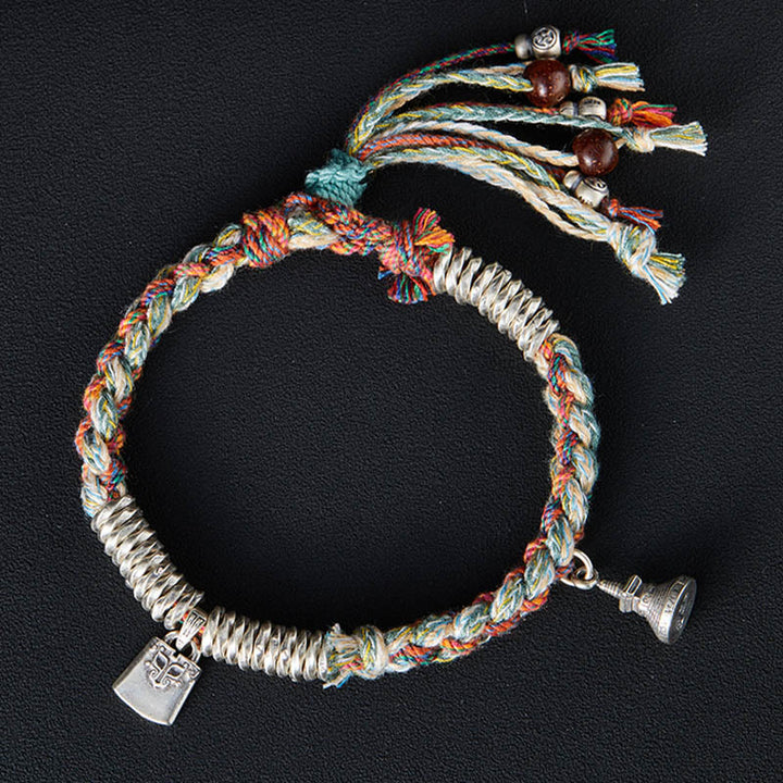 Pulsera de múltiples hebras de protección hecha a mano de plata de ley 925 con Buddha Stones