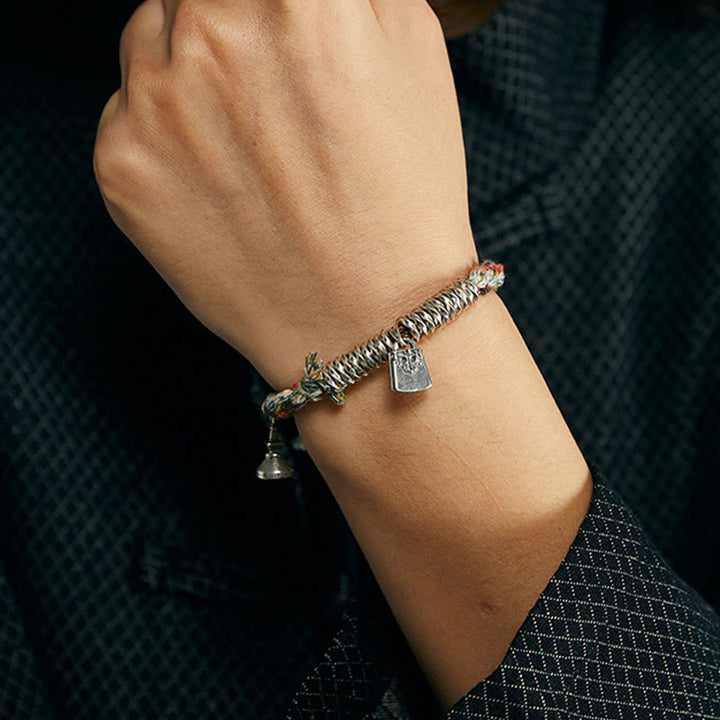Pulsera de múltiples hebras de protección hecha a mano de plata de ley 925 con Buddha Stones