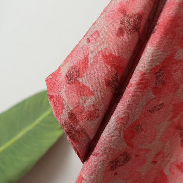 Vestido midi de lino y algodón de manga corta con flores y cuello en V de talla grande con bolsillos de Buddha Stones