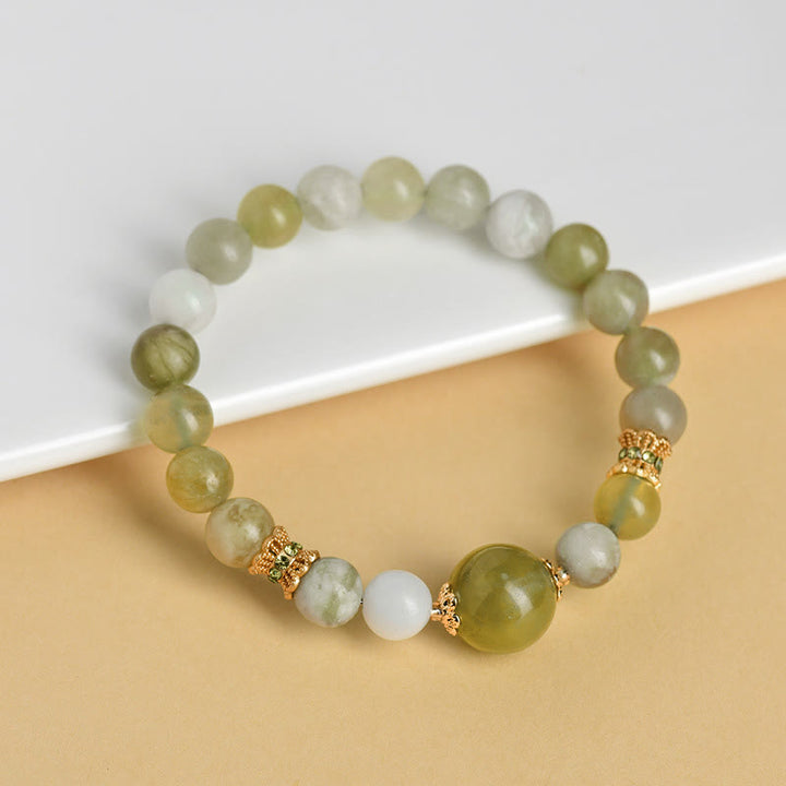 Pulsera de Abundancia de Jade Color Uva Verde con Buddha Stones