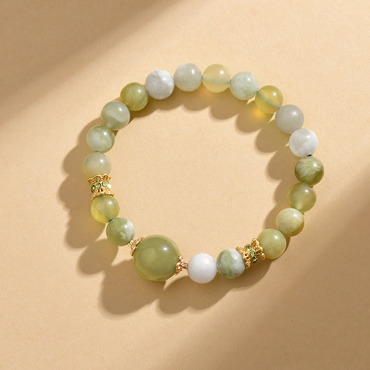 Pulsera de Abundancia de Jade Color Uva Verde con Buddha Stones