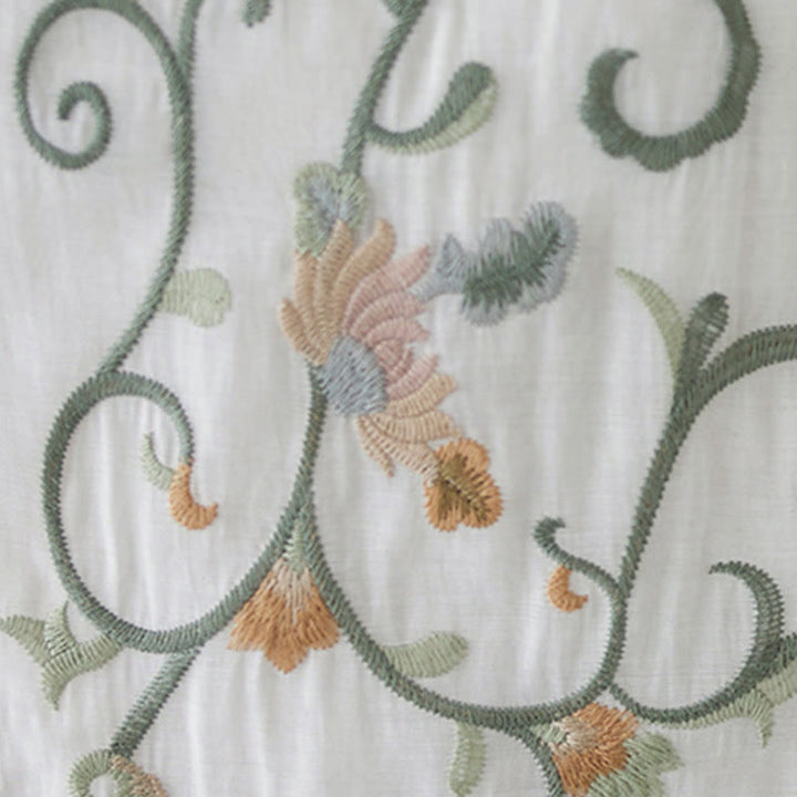 Buddha Stones Conjunto de 2 piezas de camiseta de manga corta con bordado de flores y pantalones de pierna ancha - image 18