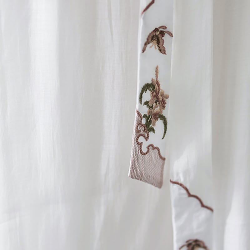 Buddha Stones Conjunto de 2 piezas de camiseta de manga corta con bordado de flores y pantalones de pierna ancha - image 26