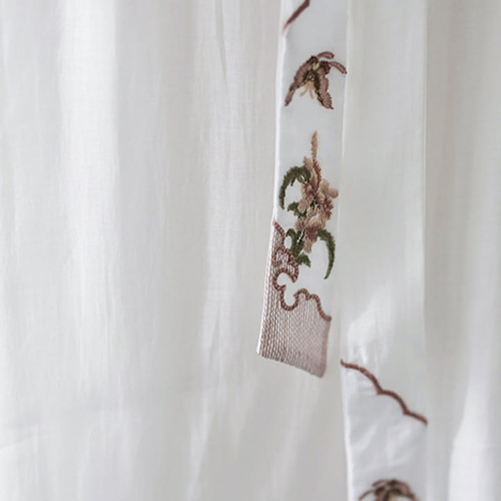 Buddha Stones Conjunto de 2 piezas de camiseta de manga corta con bordado de flores y pantalones de pierna ancha - image 26