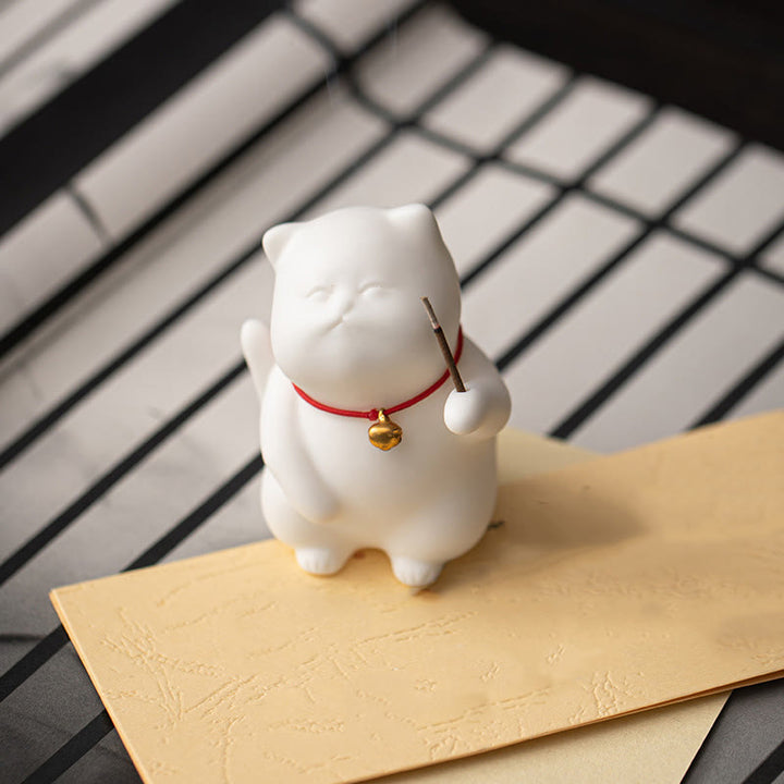 Quemador de incienso curativo de cerámica con forma de gato, Buddha Stones , decoración de escritorio - image 7