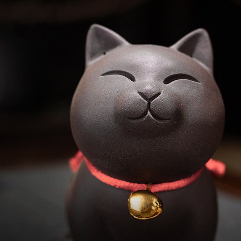 Buddha Stones mini gato encantador té mascota arcilla púrpura estatuilla decoración de escritorio - image 8