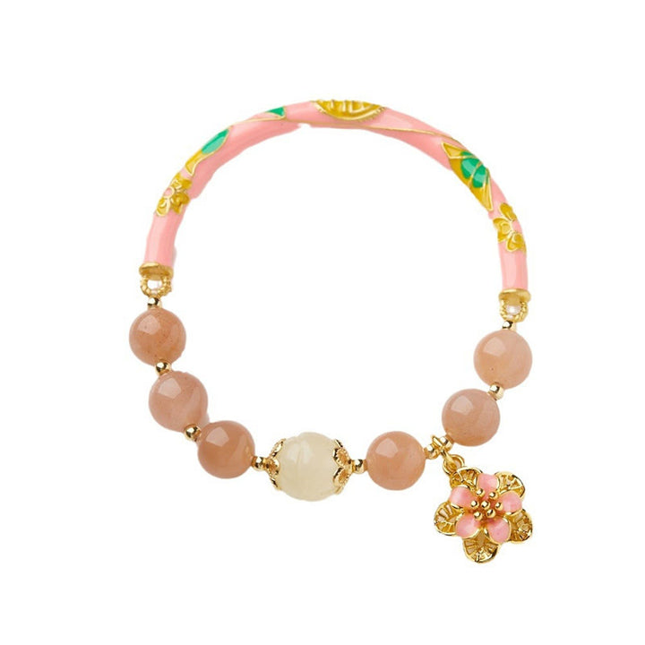 Brazalete de pulsera de riqueza con dije de flor de Jade de seda dorada con piedra solar Natural de Buddha Stones