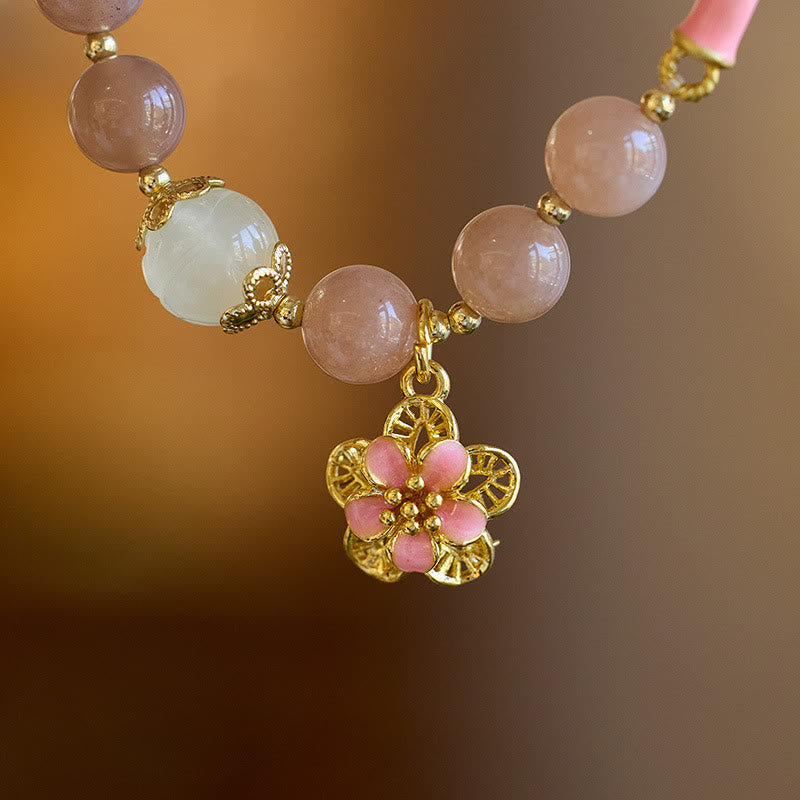 Brazalete de pulsera de riqueza con dije de flor de Jade de seda dorada con piedra solar Natural de Buddha Stones