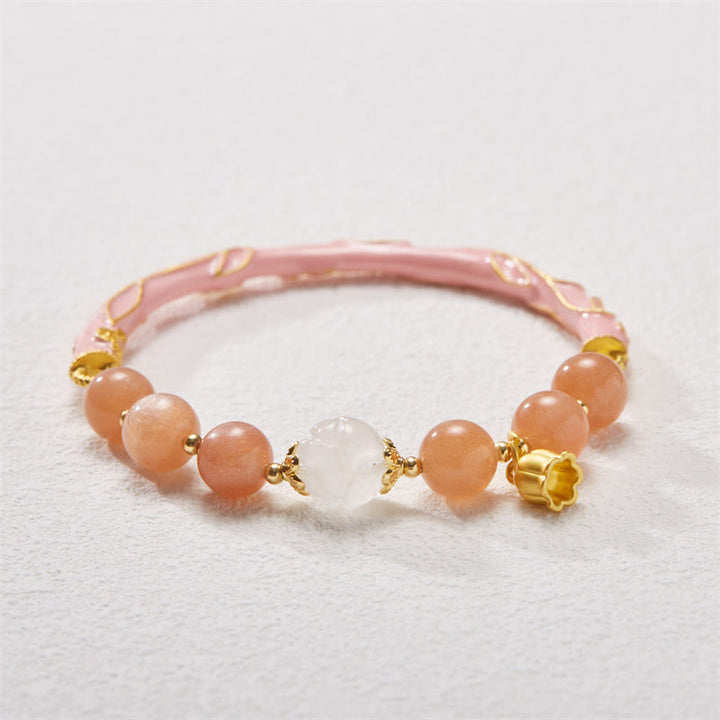 Buddha Stones, piedra solar, seda dorada, Jade, lirio de los valles, dije positivo, pulsera, brazalete