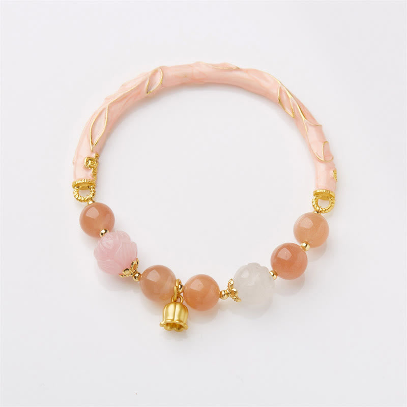 Buddha Stones, piedra solar, seda dorada, Jade, lirio de los valles, dije positivo, pulsera, brazalete