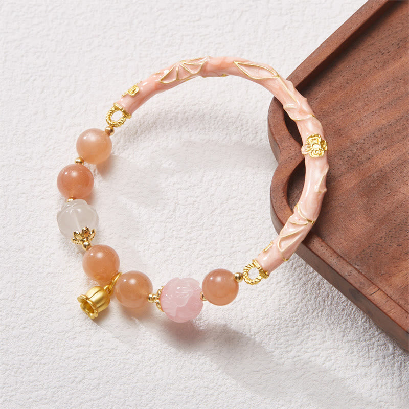 Buddha Stones, piedra solar, seda dorada, Jade, lirio de los valles, dije positivo, pulsera, brazalete