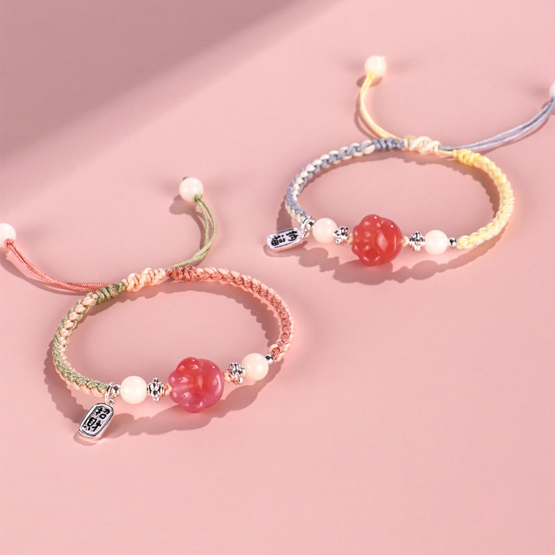 Pulsera de cuerda trenzada positiva con carácter de semilla de Bodhi blanca con garra de gato de ágata Yanyuan de Buddha Stones - image 14