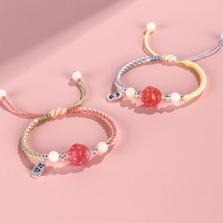 Pulsera de cuerda trenzada positiva con carácter de semilla de Bodhi blanca con garra de gato de ágata Yanyuan de Buddha Stones - image 14