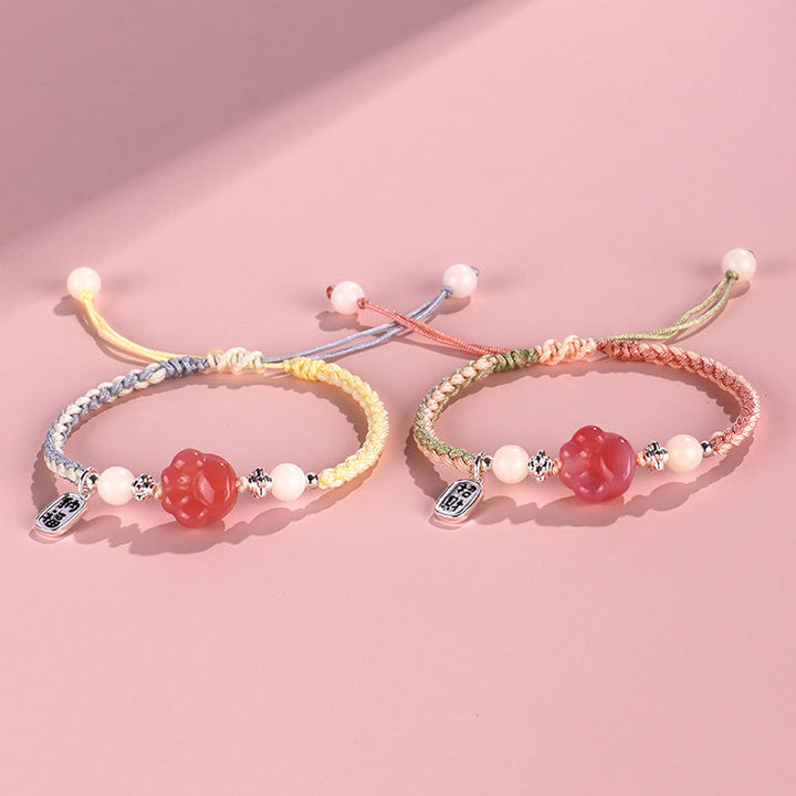 Pulsera de cuerda trenzada positiva con carácter de semilla de Bodhi blanca con garra de gato de ágata Yanyuan de Buddha Stones - image 12
