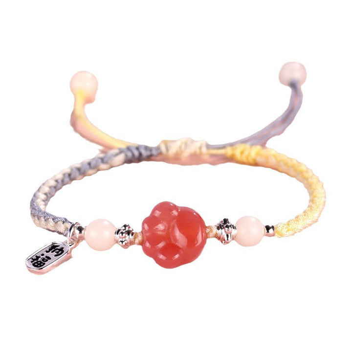 Pulsera de cuerda trenzada positiva con carácter de semilla de Bodhi blanca con garra de gato de ágata Yanyuan de Buddha Stones - image 9