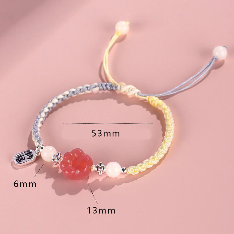 Pulsera de cuerda trenzada positiva con carácter de semilla de Bodhi blanca con garra de gato de ágata Yanyuan de Buddha Stones - image 8