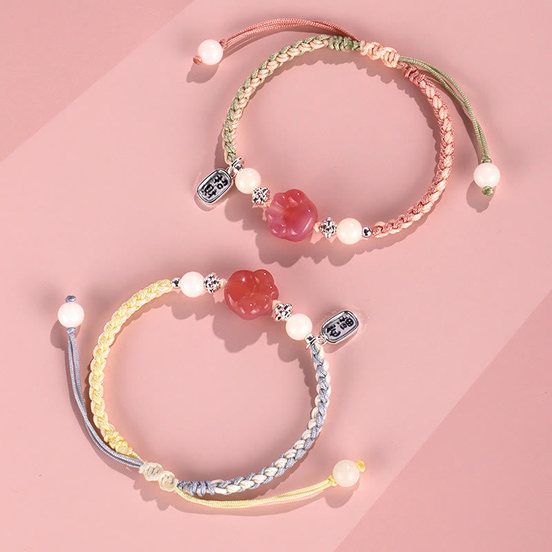 Pulsera de cuerda trenzada positiva con carácter de semilla de Bodhi blanca con garra de gato de ágata Yanyuan de Buddha Stones - image 13